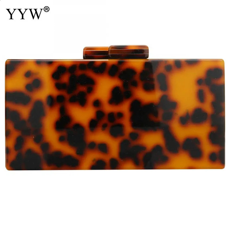 Acrylic Leopard Printing Handbag For Women Rectangular Summer Fashion er Perspex Trendy Crossbody Praty Evening Clutch Bag 240926