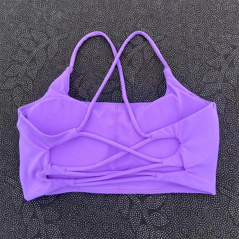 Top Womens Fitness Vest Gym Solid Color Sports Bra Pilates Yoga Beauty Back Running Exercise Fashion Girls Sports Underwear 240927