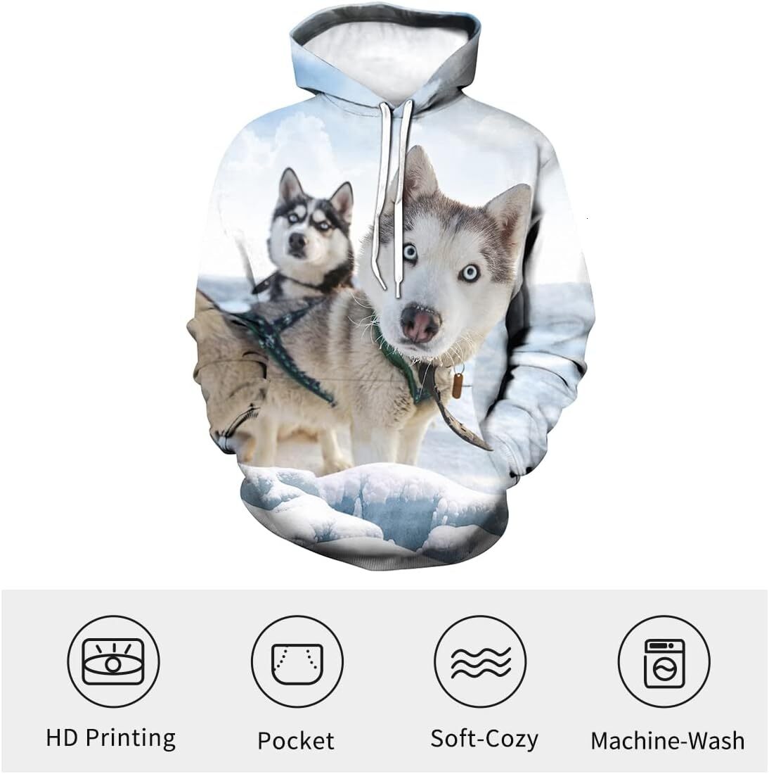 Hoodie for Mens Womens Novelty Siberian Husky Print Hoodie Animal Hoodies Sweatshirt for Men Women Graphic Hoodies sweatshirt cool