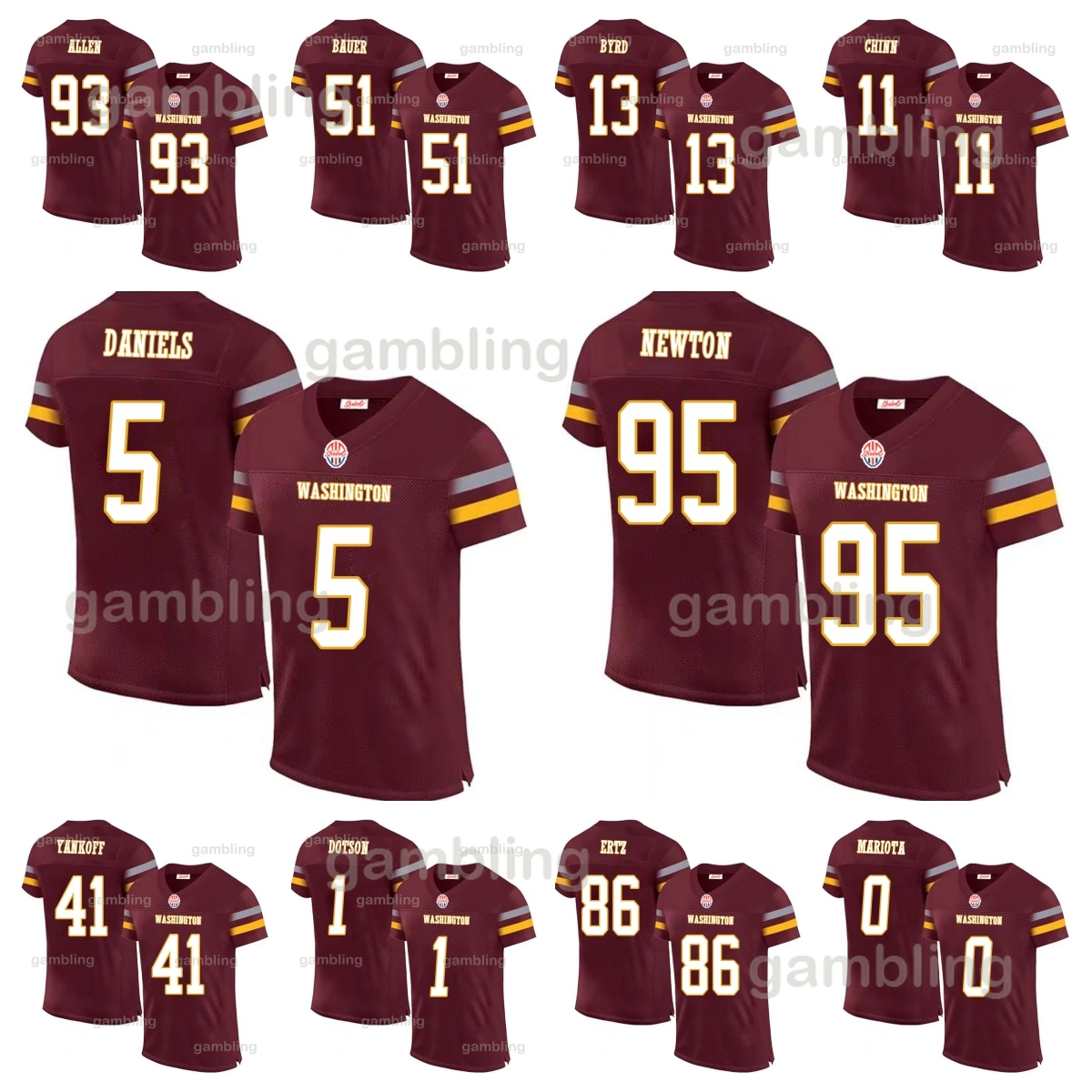 2024 Men/Women/Youth Custom Football Jersey JaydenDaniels TerryMcLaurin JerzhanNewton JahanDotson BobbyWagner TressWay Brian RobinsonJr SeanTaylor