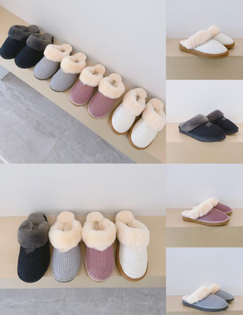 BRAND Designer Booties Luxury Slippers Classic women knitted Ultra Snow flat Warm Fur slides slip-on 514