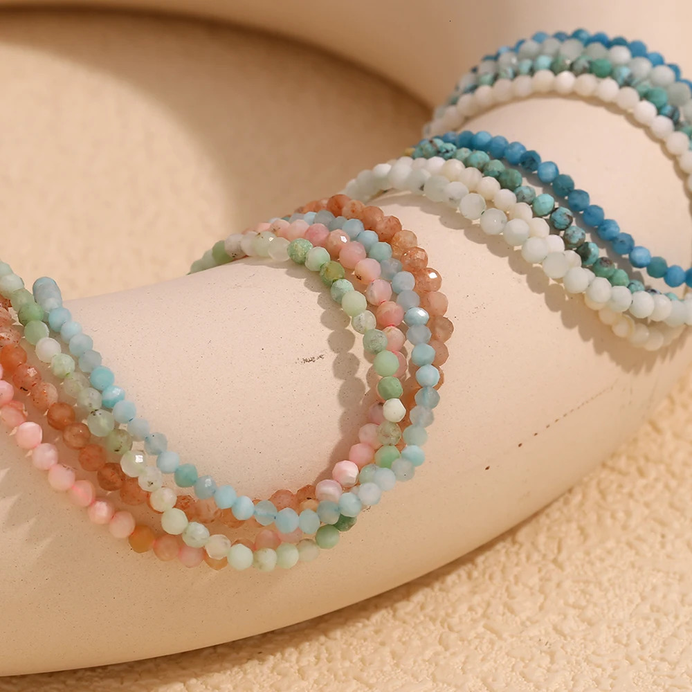 MamacitaSlay Elegant m Natural Stone Beads ite Apatite Turquoise Bracelets summer waterproof jewellery women Accessories 240919