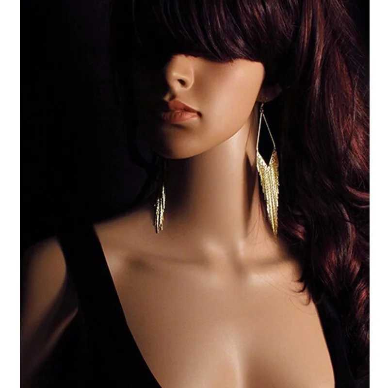 Fashion Gold Color Long Tassel Earrings Jewelry Vintage Metal Statement Fringe Earrings Charm Drop Dangle Big Earing for WomenX240928