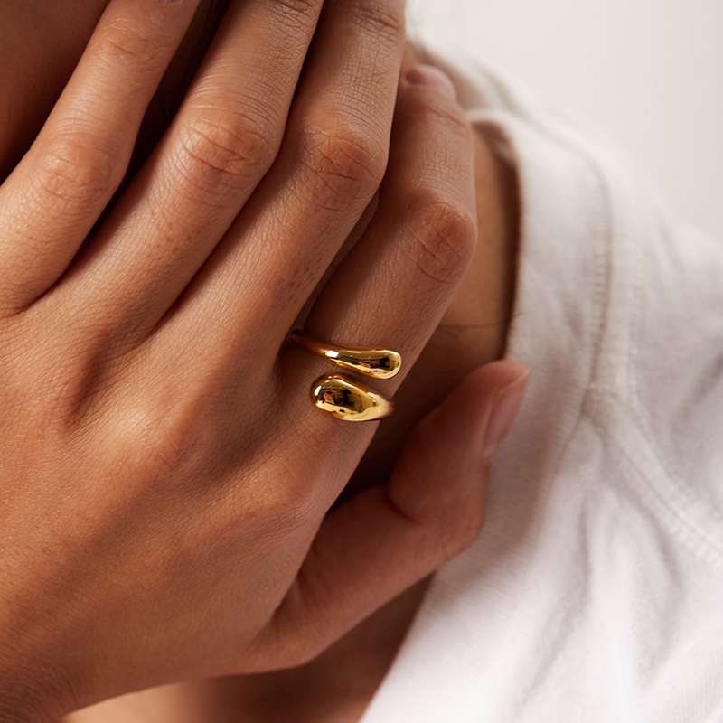 Vacuum Electroplated 18k Gold Stainless Steel Geometric Adjustable Finger Rings for Women's Personalized Band Ring Chunky Jewelry Wholesale