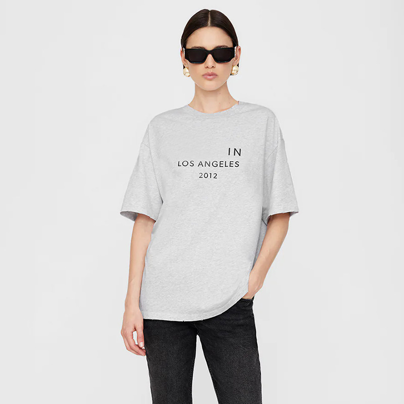 25ss classic letter printed tees women designer flower gray cotton tops round neck short sleeved t-shirt