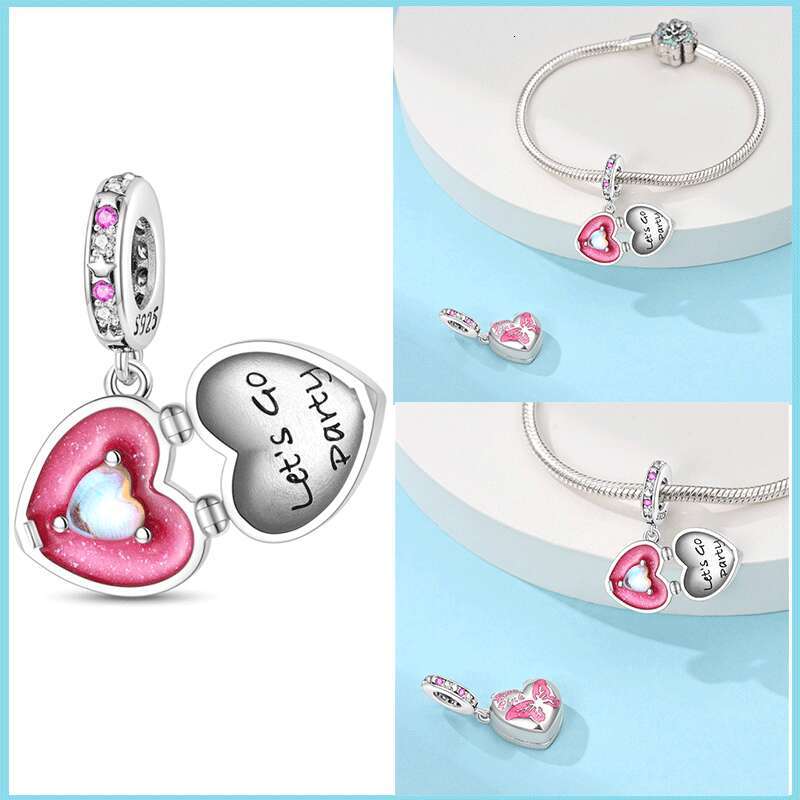100% Real 925 Sterling Silver Heart-shaped doughnut Coffee cup Charms Fit Original Bracelet For Women Birthday Fashion Luxury Designer Jewelry