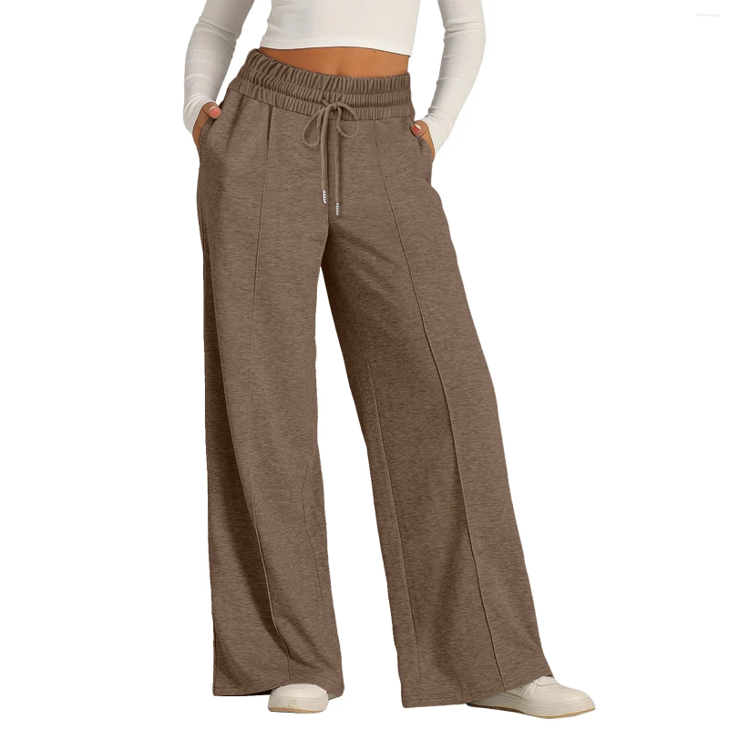 Oversized Wide Leg Sweatpants For Women - Lightweight Elastic Drawstring Straight Low Waisted Baggy