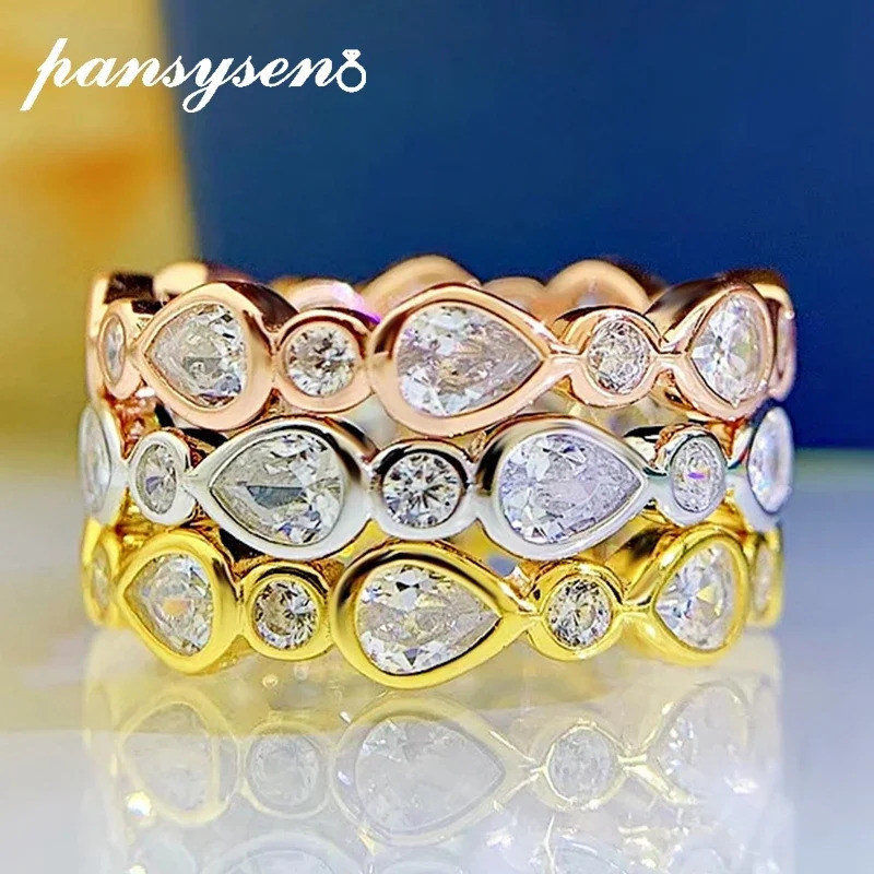 High Pear Cut Carbon Dia Engagement Ring in Rose Gold - S Sier 4 ier