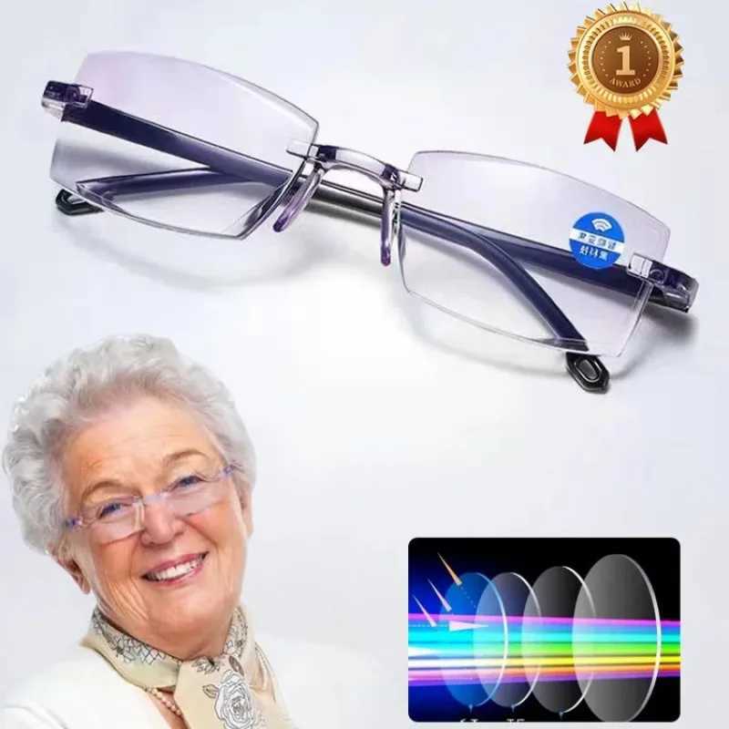 Black Technology Auto Zoom Rimless Presbyopia Glasses Intelligent AntiRadiation Seeing Far and NearXJ240907