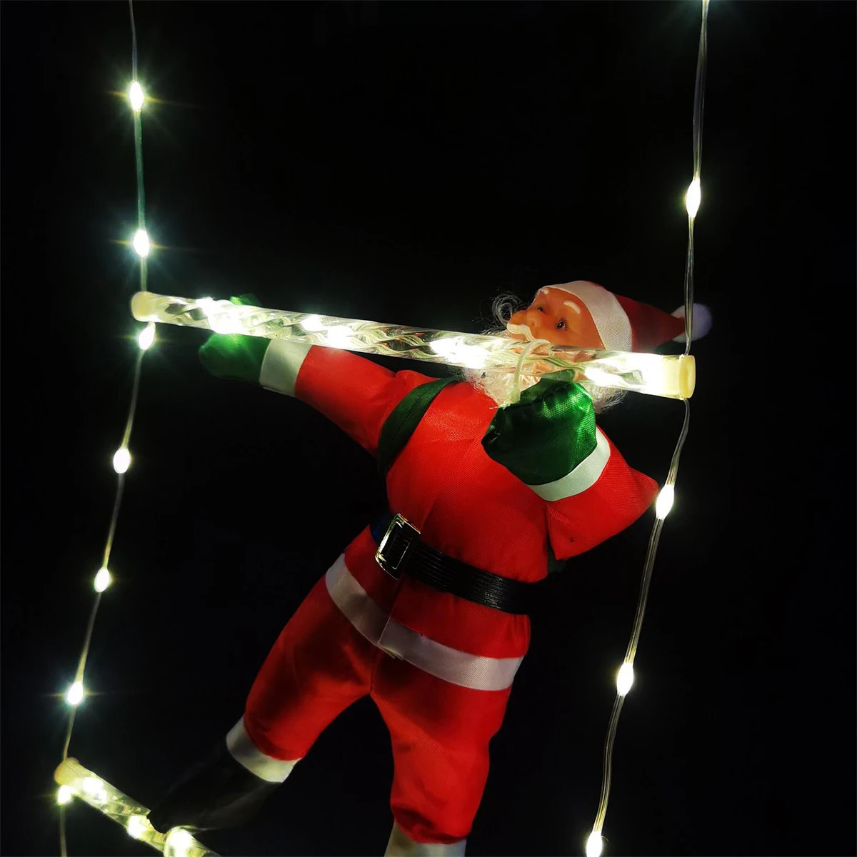 Santa Claus Ladder Warm Light Christmas Decor, Indoor Outdoor Garden Tree Holiday Decoration, 2024