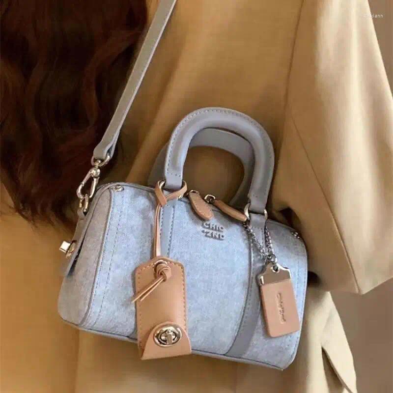 Shoulder Bags Fashion Pillow Lady Blue Canvas Denim Leisure Versatile Handheld Trend Commuter Crossbody 8ff4