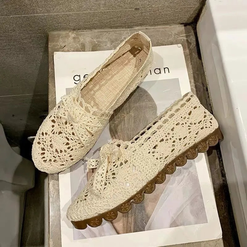 Womens Shoes Fishermans Shoes Womens Mesh Breathable Flat Bottom Soft Bottom Womens Pea Shoes Womens Flat Bottom Shoes YTC65 240930