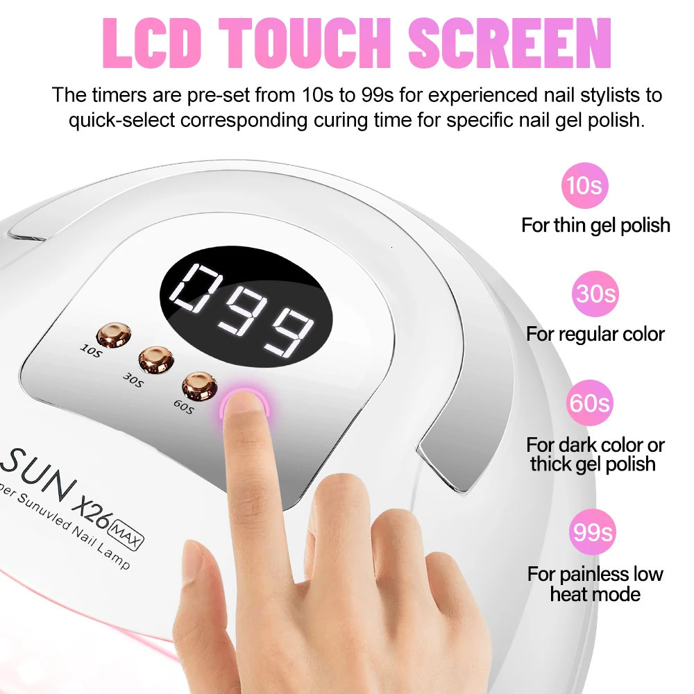 Sun X26 MAX UV LED nail lamp 81LEDS professional gel polishing and drying lamp with timer automatic sensor handle salon tool 240930