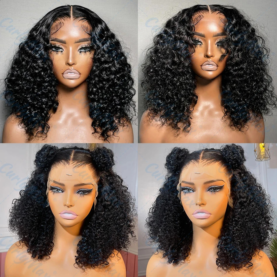 Brazilian Short Bob 13x4 Lace Front Human Hair Wig Deep Wave 13x6 HD Transparent Lace Front Curl 5x5 Female Closed Wig 240921