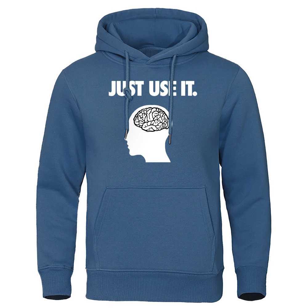 Juse Use It-Your Brain Hoody Male Vintage Crewneck Sweatshirt Autumn Oversize Hooded Simple Comfortable Women Streetwear W240928