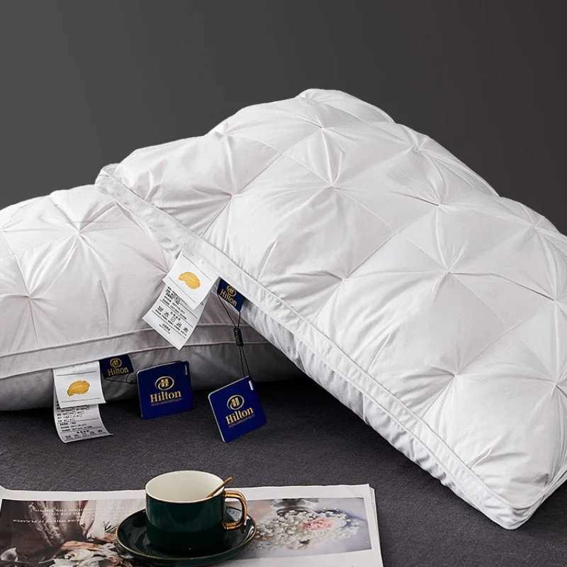 2025 new 95% Goose Down White Cotton Cover Rectangular Bedroom 5-star Hotel Low Medium High Sleep Pillow Y240930