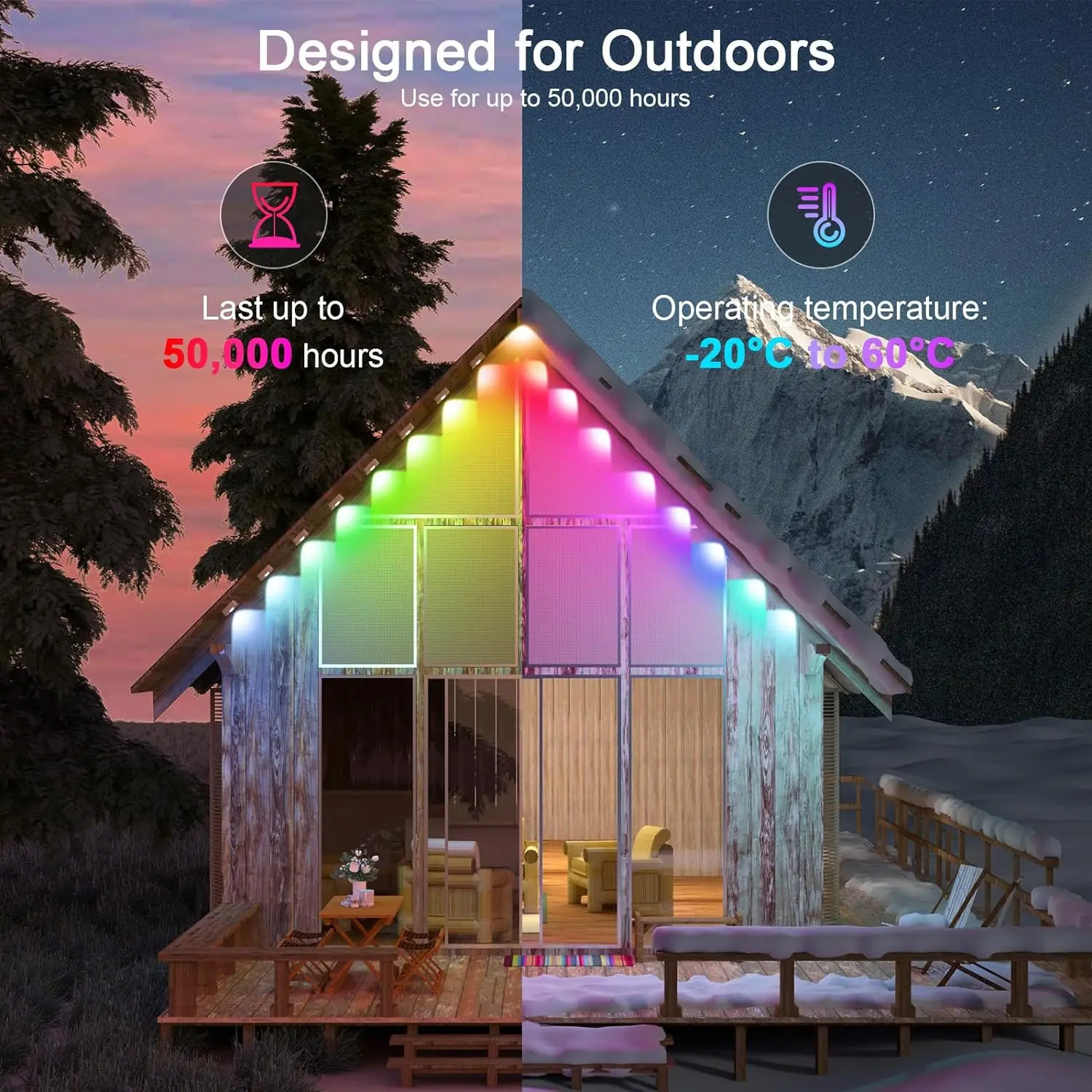 20M permanent outdoor light intelligent RGBIC LED Eaves with applicationremote control whole house flash Christmas decoration 240927