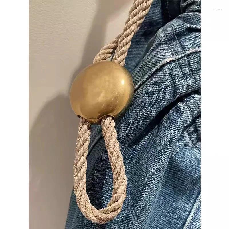 Drawstring Denim Messenger Bag For Women Fashion Shoulder Bags Chic Hobo Casual Crossbody Outdoor Travel Tote Women's 2024 db90