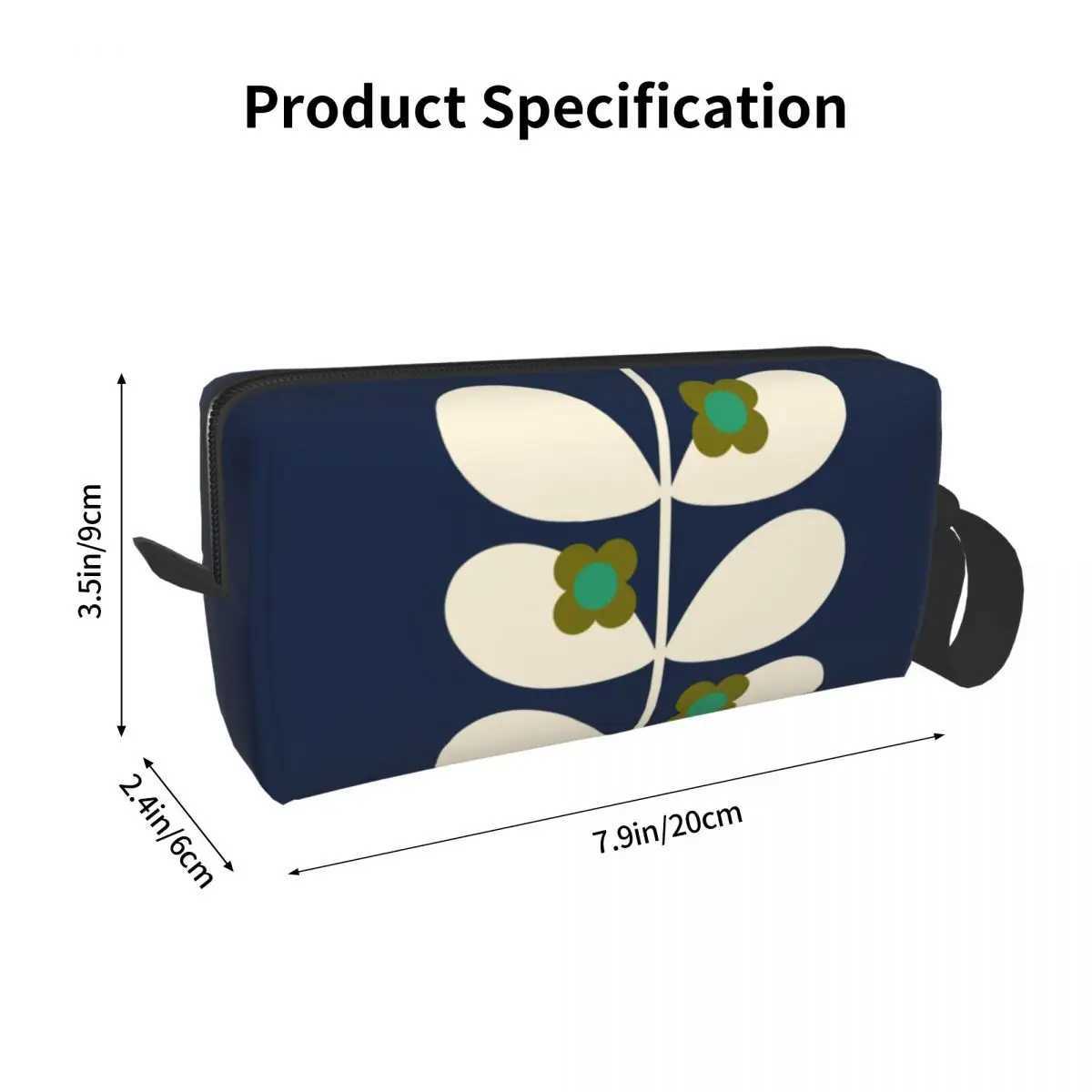 Customized Wild Rose Dried Navy Blue Orla Kiely Toilet Bag Womens Makeup and Cosmetics Organizer Womens Beauty Storage Bag Dopp Kit Box M240930