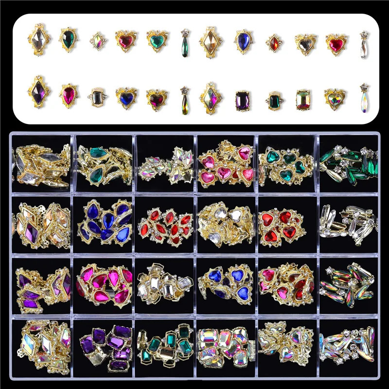 Nail Art Diamond Kit 3D Nail Charm Jewelry Nail Parts Gemstone Crystal Diamond Nail Decoration Accessories 240920