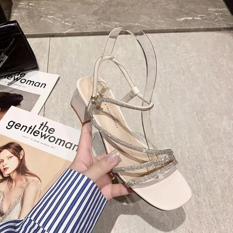 2025 S Fashion Designer Sandals Elegant Female Shoes Womens Rhie Mid Heels High Open Toe Roman Braided Heel Outer Wear