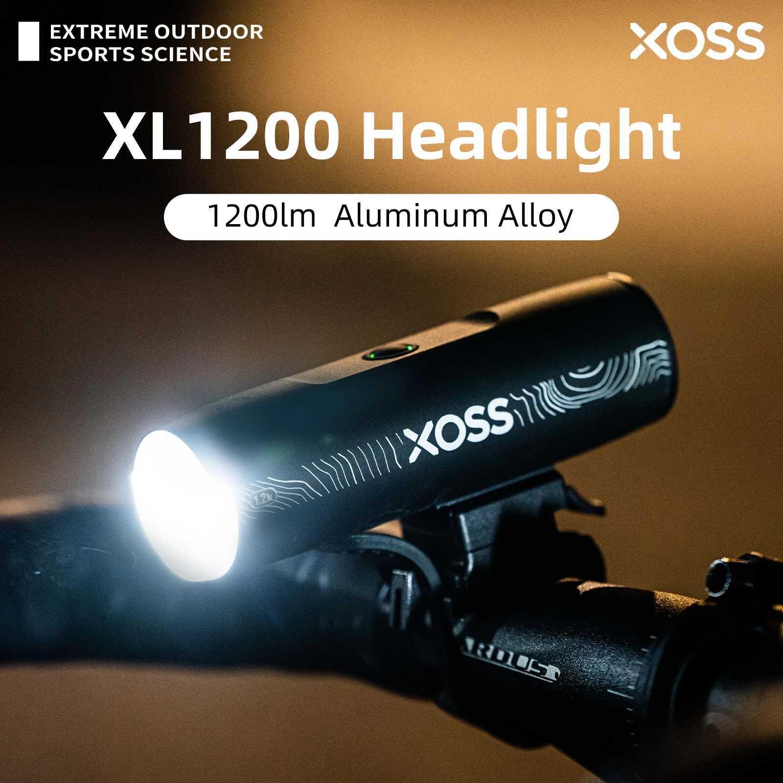 Bike Lights XOSS 1200 Lm Bike Light XL1200 Headlight Waterproof Type-C Rechargeable Front Lamp Bicycle Light Aluminum Ultralight Flashlight S249306