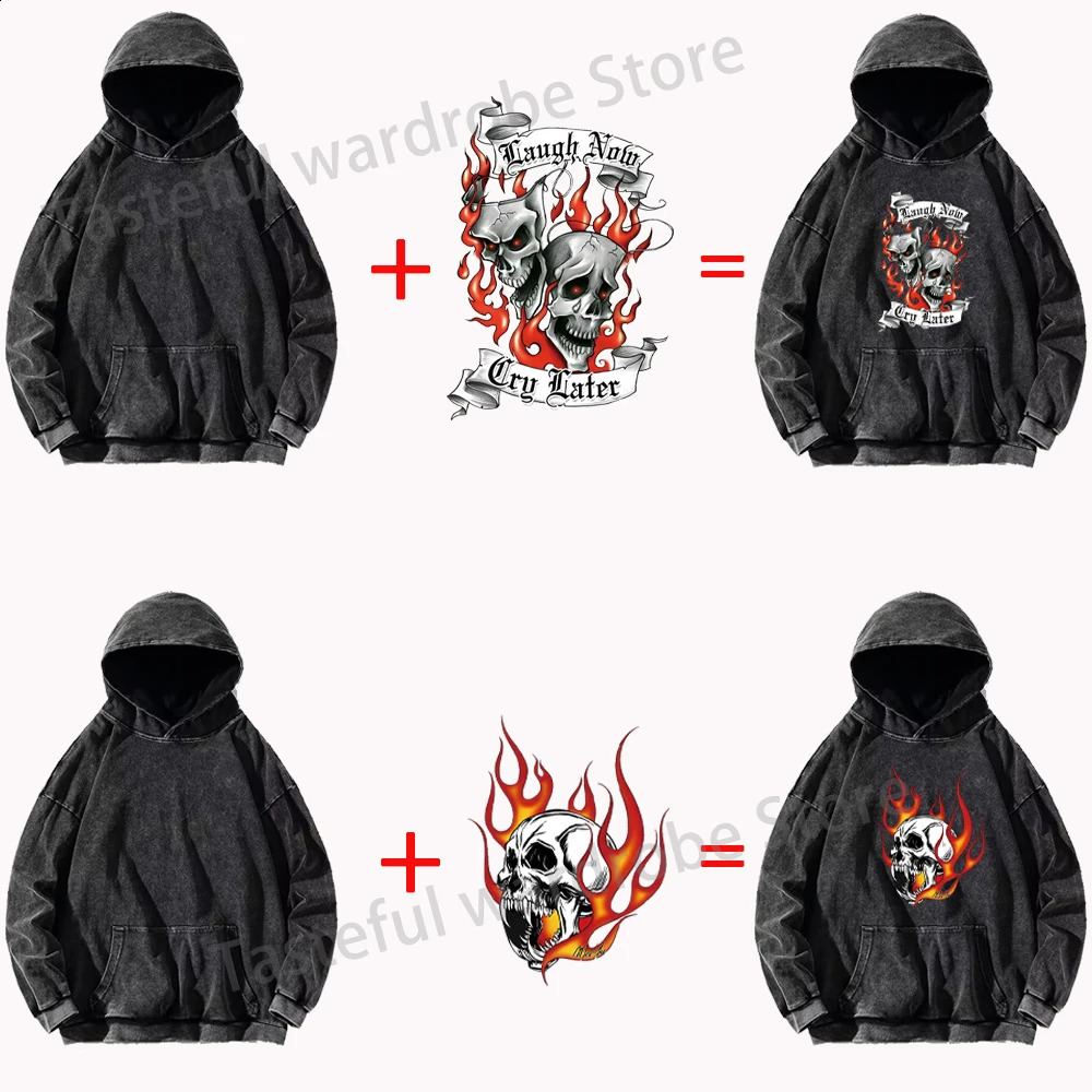 Your own /customized printing of pictures for mens DIY hoodies vintage washed cotton sweaters casual loose Y2K clothing 240927