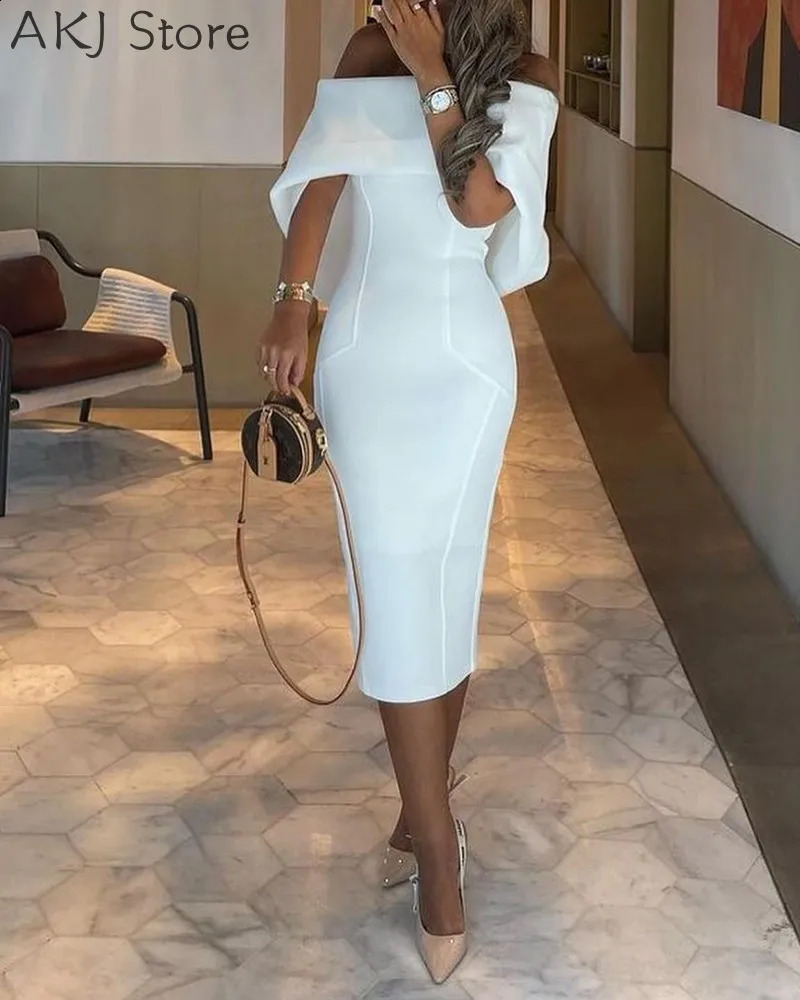 Women Off Shoulder Cape n Skinny Party Dress 240929