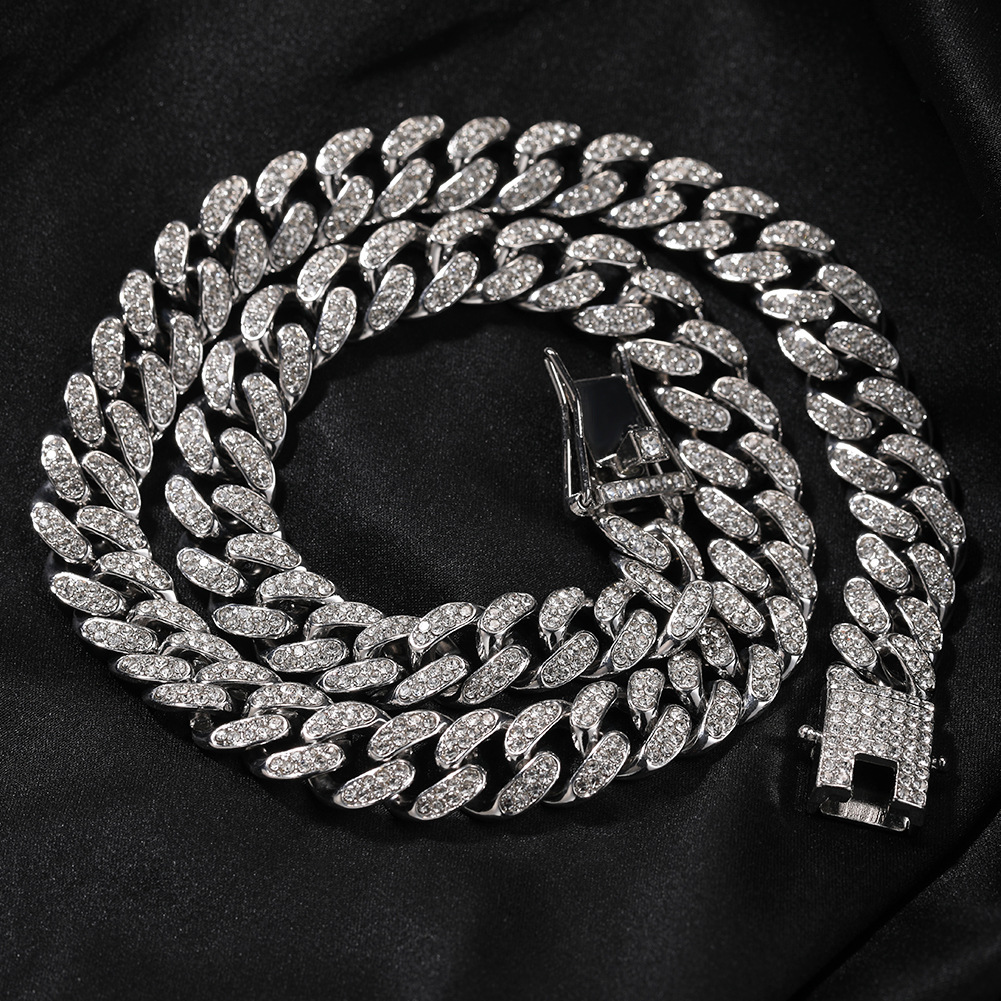 Mens Iced Out Chain Hip Hop Jewelry Necklace Bracelets Gold Silver Miami Cuban Link Chains Necklaces
