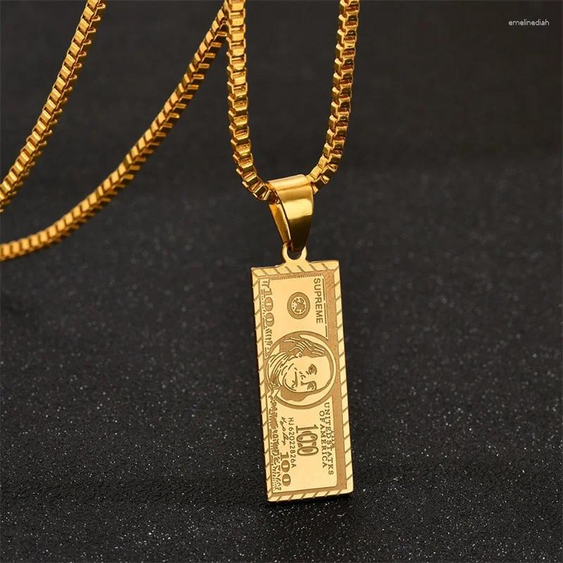 Pendant Necklaces 1PCS Hip Hop Jewelry Personality Sudden Wealth Small Banknote Men's Necklace Wholesale