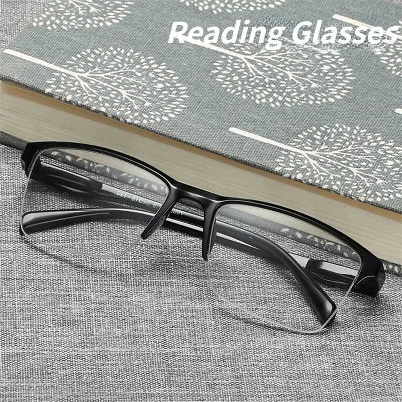 Ultralight Square Half Frame Reading Glasses Presbyopic Glasses Men Women +0.25 0.5 0.75 1 1.25 1.5 1.75 2 2.25 2.5 2.75 3XJ240907