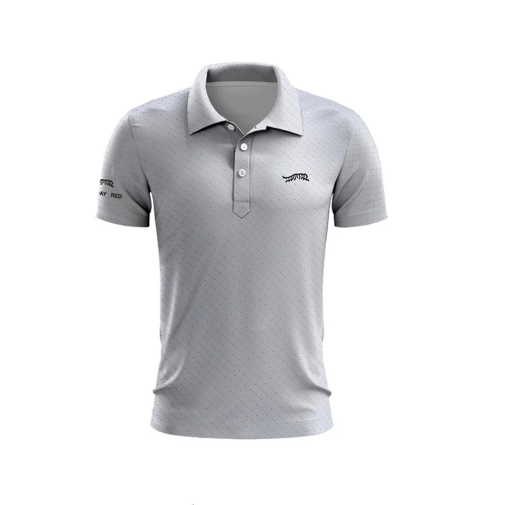 Tiger Woods Golf Sun Day Red Spotted Pattern Mens Summer TShirt Top Quick Drying Club Button Up Polo Shirt 240921