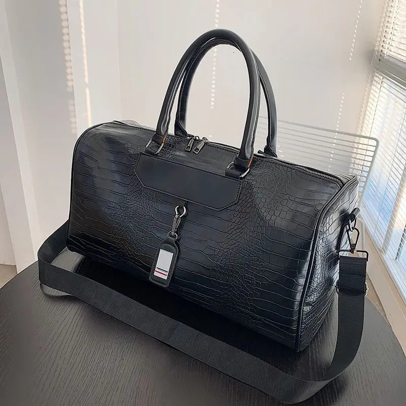 Dry wet separation soft leather luggage bag y handbag fitness yoga weekend shoulder travel bag with shoes bag Q330 240927