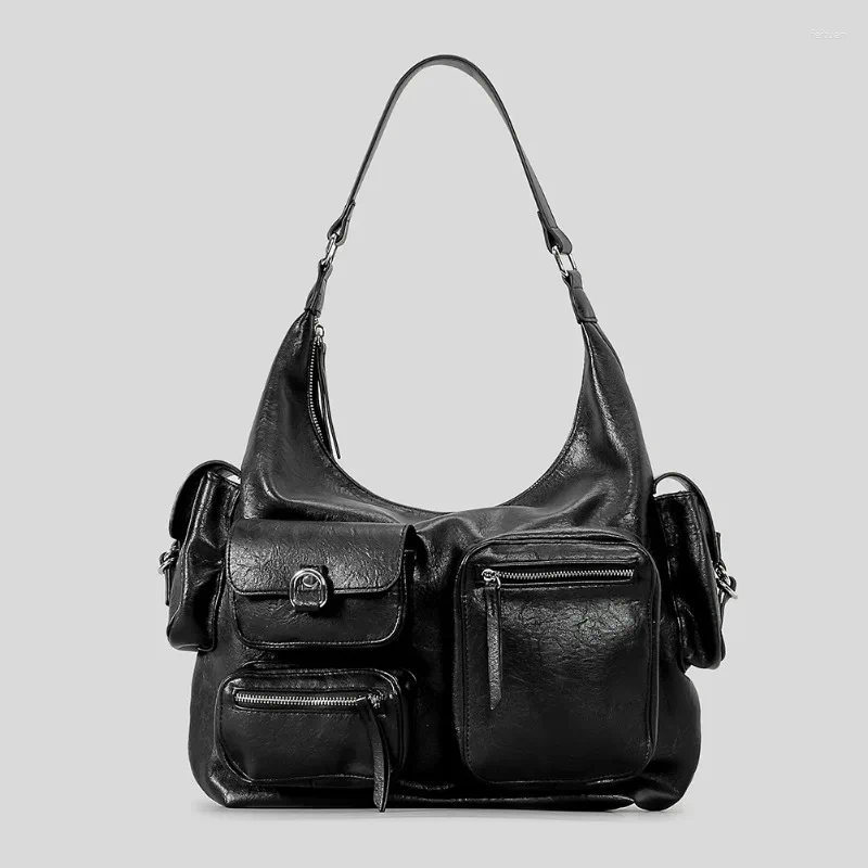 Bag Motorcycle Large Capacity Bolsos Mujer Multi-pockets Underarm Shoulder Bags Square Zipper Sac Femme Cool Style Bolsas b589 4