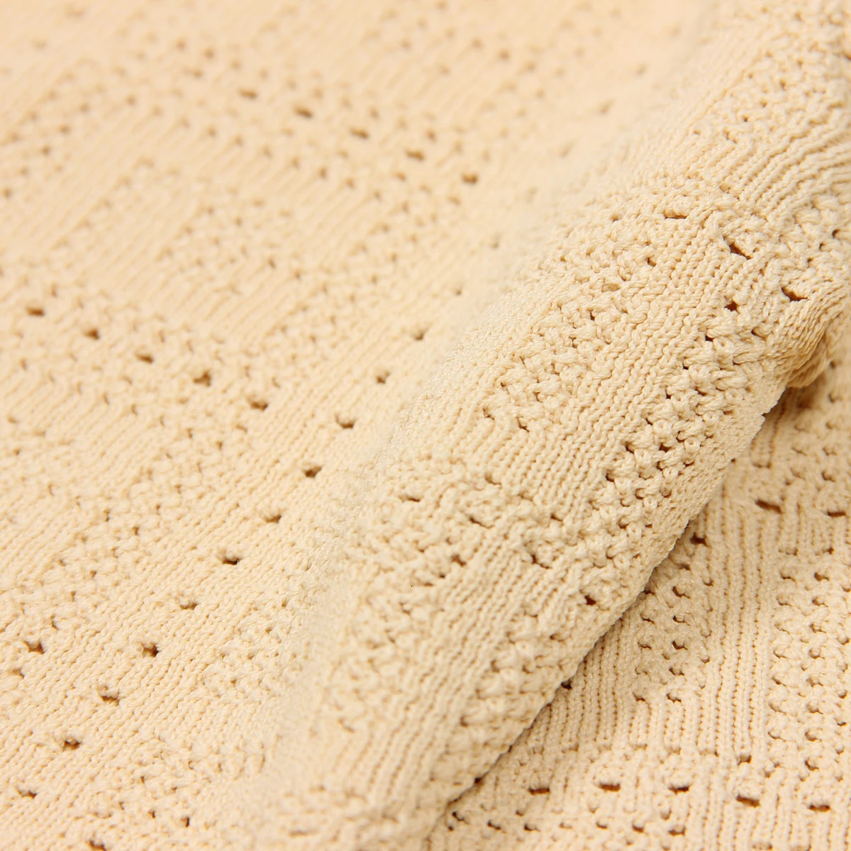SML High Quality Fashion Elastic Knitted Fabric Labyrinth Hollow Round Neck Single breasted Long Sleeve Slim Fit Women Cardigan 240930