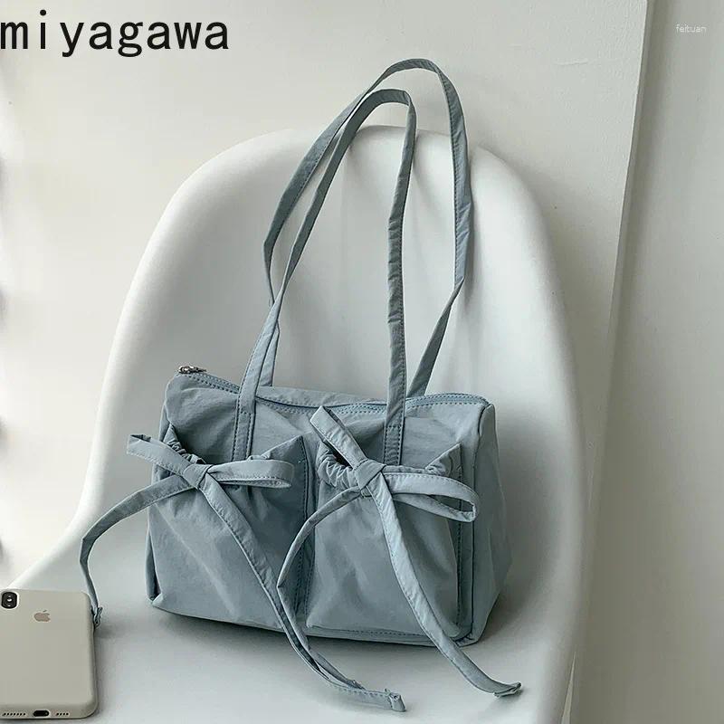Shoulder Bags Miyagawa Bow Zipper Causal Large Capacity Women's Simple Solid Color Nylon Commuter fa53 4