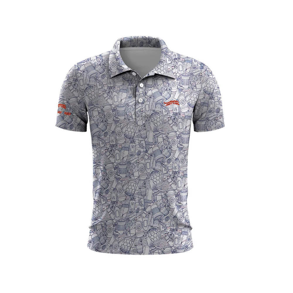 Tiger Woods Golf Sun Day Red Random Pattern Mens Summer TShirt Top Quick Drying Club Button Up Polo Shirt 240921