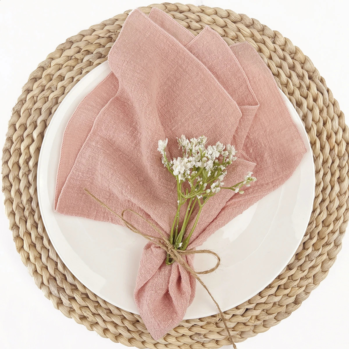 24 pieces of fabric napkins cotton Gauze 30x30CM napkins vintage cheesecake wedding party countryside dining table decoration 240930