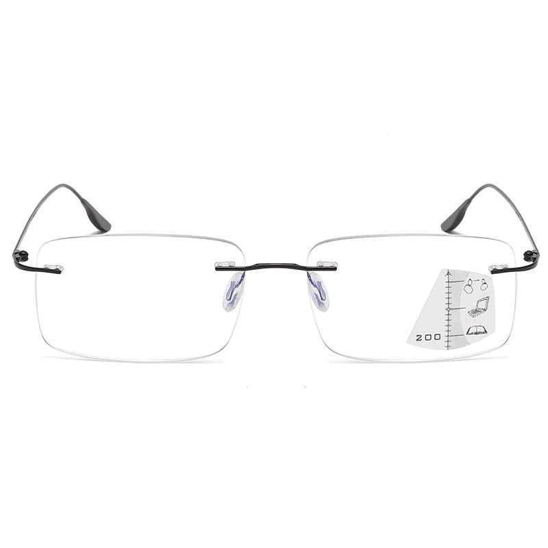 Frameless Anti-blue Progressive Multifocal Reading Glasses Women Smart Zoom Elderly Eyewear Men Protable Presbyopic GlassesXJ240907