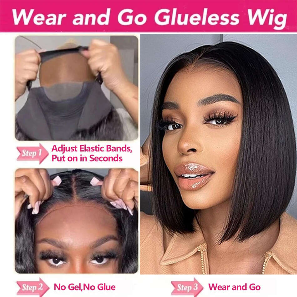 Glueless Bone Straight 12A Human Hair Bob Lace Closure Wig Transparent 13X4 Frontal Wigs For Women Preplucked Ready To Wear