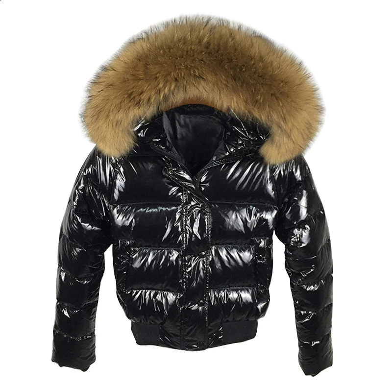 Big Fur Autumn Jacket Woman Puffer Parkas 2024 Fashion Green Coat Female Waterproof Winter Hooded Short Down 240927