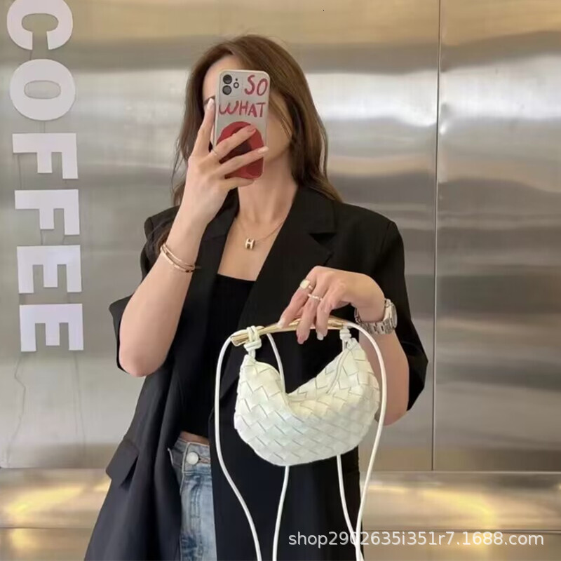 2024 New Designer Leather Multi functional sardine Woven Women's Advanced Handbag One shoulder messenger bag