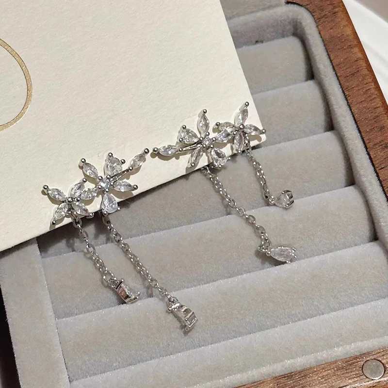New 925 Sterling Silver Long Tassel Earrings Charm Exquisite Floral Women Earrings Beautiful Jewelry for Friends Birthday GiftX240928