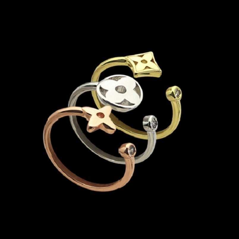 Womens Designer Ring Fashion Four-leaf Clover Ring Open Gold Rings Jewelry 3 pieces/set