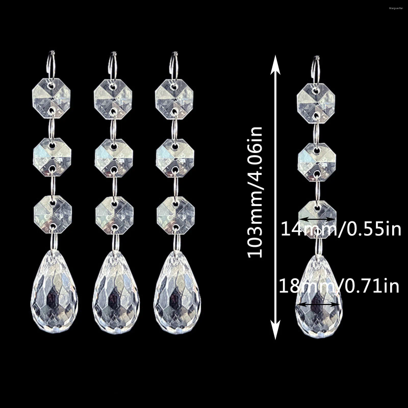 Christmas Decorations 30Pcs Acrylic Crystal Drop Beads Pendants Tree Hanging Ornaments Garland Chandelier Crystals Year Party Decor