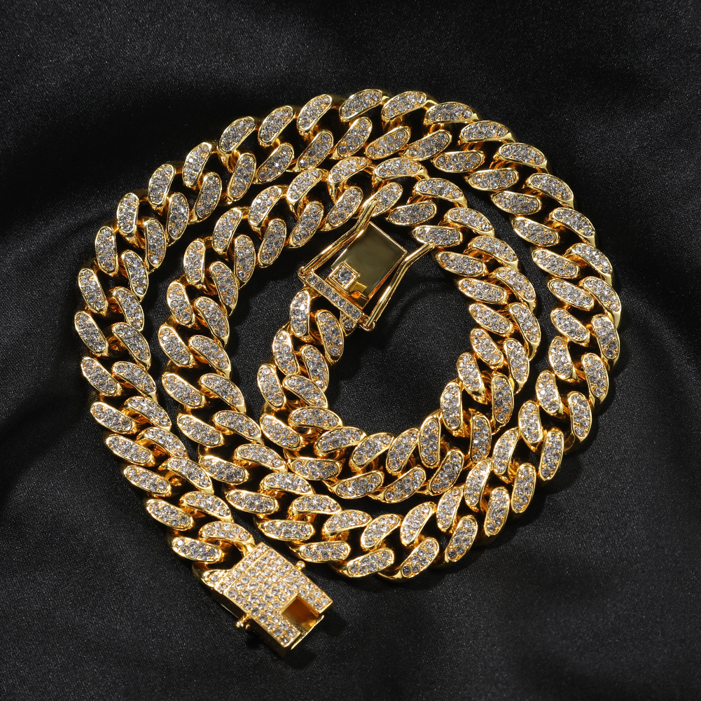 Mens Iced Out Chain Hip Hop Jewelry Necklace Bracelets Gold Silver Miami Cuban Link Chains Necklaces