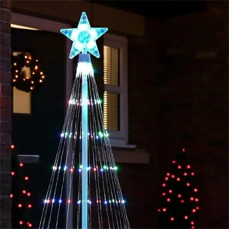 LED Christmas tree light exhibition string lights waterfall star outdoor colorful garden courtyard wedding party EU plug 240929
