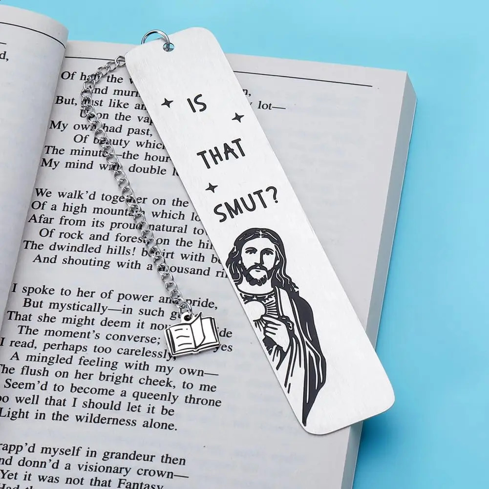 Funny Metal Bookmark With Tassel Book Lover Humor Peeking Jesus Marker Is that Smut? Reader Birthday Gift 240925