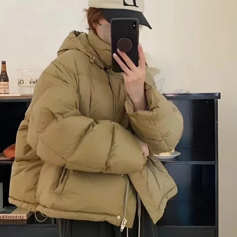 Womens winter coat autumn and winter styles white duck down jacket hooded jacket Korean version thick warm jacket 240926