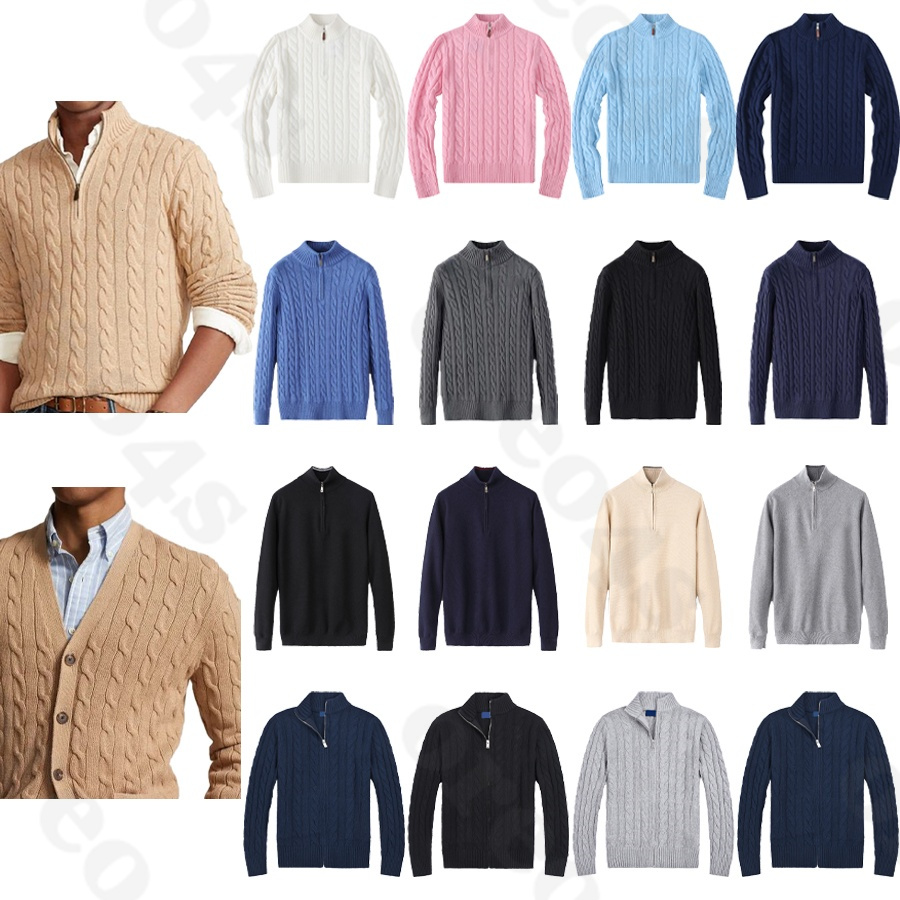Mens Designers Sweaters Thick Half Zipper Knitted full Zippers Hoody Warm Twist Braid Embroided Pullover Jumpers Cotton Sweatshirt